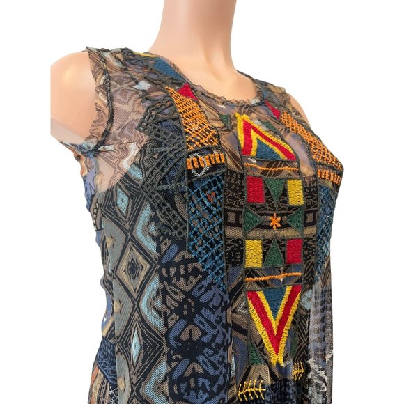 ❤️final sale Johnny Was Meline Mesh Dress Blue Small❤️Final Sale .. * - Picture 2 of 9